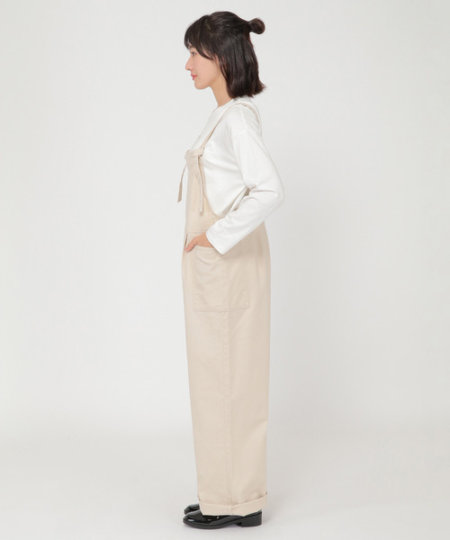 LBC（エルビーシー）の「【ZOZO限定】起毛ツイルフレンチワイドサロペ（サロペット/オーバーオール・レディース・オフホワイト/ブラック・M）」の7枚目の写真