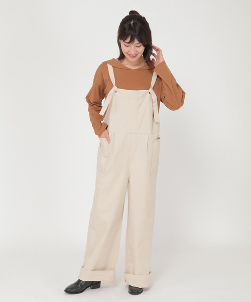 LBC（エルビーシー）の「【ZOZO限定】起毛ツイルフレンチワイドサロペ（サロペット/オーバーオール・レディース・オフホワイト/ブラック・M）」の17枚目の写真