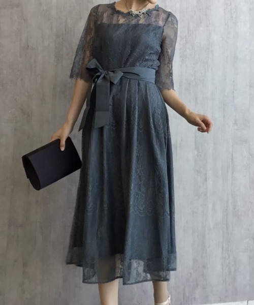 Rewde（ルゥデ）の「総レースロングドレス（1R04-07061）（ドレス・レディース・ダークグリーン/ブラック/スモークピンク/ダークブルー・M）」の18枚目の写真