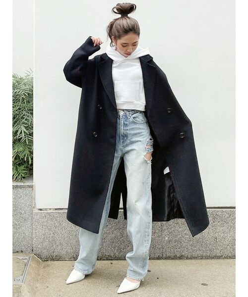 GYDA（ジェイダ）の「ショルダーオープン レースアップデザインフーディー（パーカー・レディース・オフホワイト/ブラック/ベージュ・FREE）」の8枚目の写真