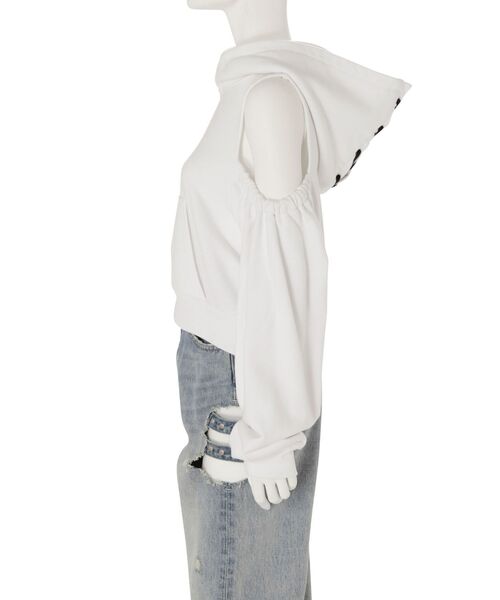 GYDA（ジェイダ）の「ショルダーオープン レースアップデザインフーディー（パーカー・レディース・オフホワイト/ブラック/ベージュ・FREE）」の11枚目の写真