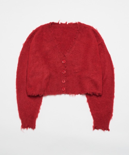 WHO'S WHO gallery（フーズフーギャラリー）の「ブラッシュニットカーデ（カーディガン/ボレロ・レディース・ブラック/ダークグリーン/レッド/ピンク/グリーン/マスタード・FREE）」の12枚目の写真