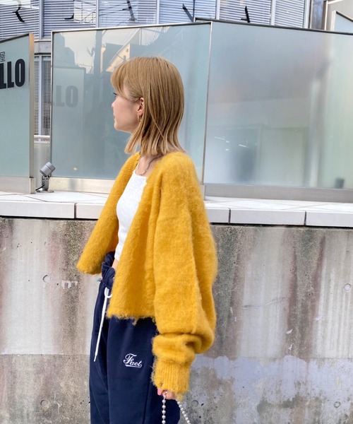 WHO'S WHO gallery（フーズフーギャラリー）の「ブラッシュニットカーデ（カーディガン/ボレロ・レディース・ブラック/ダークグリーン/レッド/ピンク/グリーン/マスタード・FREE）」の22枚目の写真