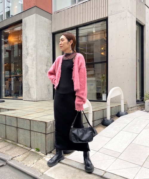 WHO'S WHO gallery（フーズフーギャラリー）の「ブラッシュニットカーデ（カーディガン/ボレロ・レディース・ブラック/ダークグリーン/レッド/ピンク/グリーン/マスタード・FREE）」の16枚目の写真