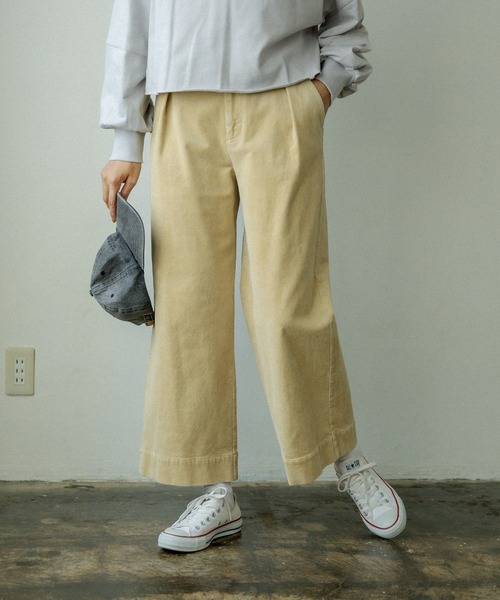 PUAL CE CIN（ピュアルセシン）の「ストレッチコールテンタックパンツ（その他パンツ・レディース・ブラック/ベージュ/ピンク/イエロー/ブルー/アイボリー・FREE）」の5枚目の写真