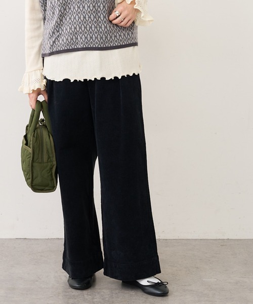 PUAL CE CIN（ピュアルセシン）の「ストレッチコールテンタックパンツ（その他パンツ・レディース・ブラック/ベージュ/ピンク/イエロー/ブルー/アイボリー・FREE）」の3枚目の写真