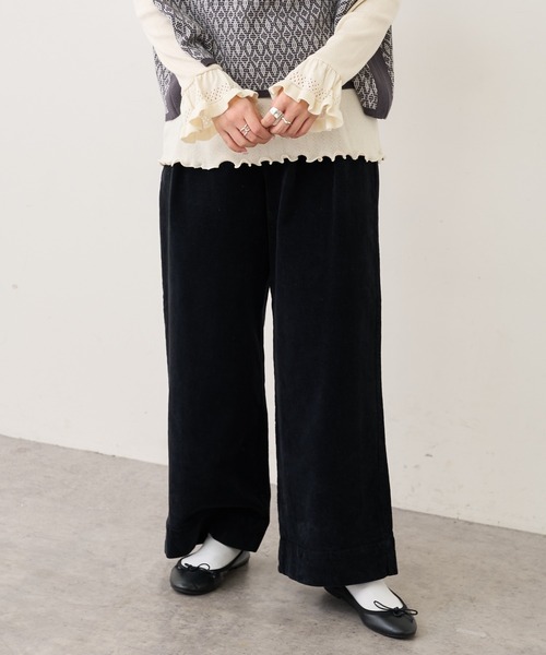 PUAL CE CIN（ピュアルセシン）の「ストレッチコールテンタックパンツ（その他パンツ・レディース・ブラック/ベージュ/ピンク/イエロー/ブルー/アイボリー・FREE）」の8枚目の写真