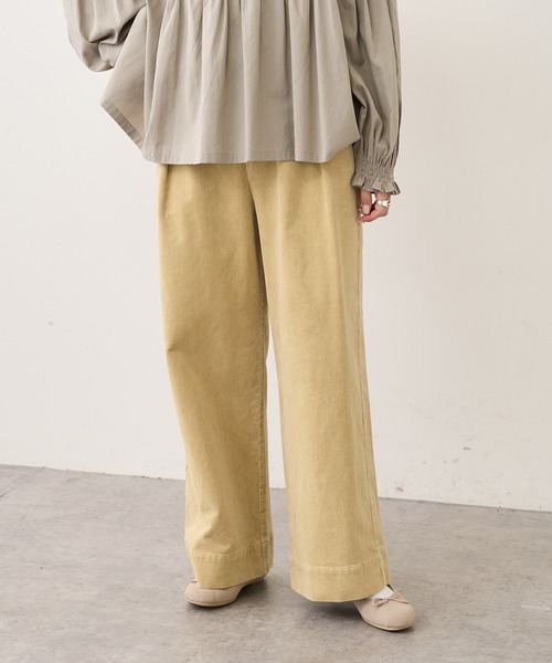 PUAL CE CIN（ピュアルセシン）の「ストレッチコールテンタックパンツ（その他パンツ・レディース・ブラック/ベージュ/ピンク/イエロー/ブルー/アイボリー・FREE）」の9枚目の写真