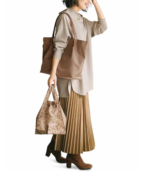 IEDIT（イディット）の「ＩＥＤＩＴ　リサイクルナイロンで作ったちょい旅トートとペイズリー柄エコバッグセット〈キャメルブラウン〉（トートバッグ・レディース・ブラウン系その他・ONE SIZE）」の6枚目の写真