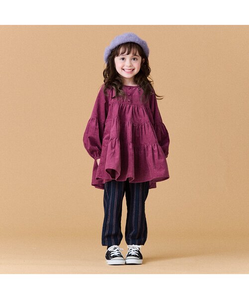 BREEZE(ブリーズ)の「コーデュロイティアードチュニック(チュニック・キッズ・ピンク/ミント/ベージュ・120/80/130/100/110/140/90)」の4枚目の写真