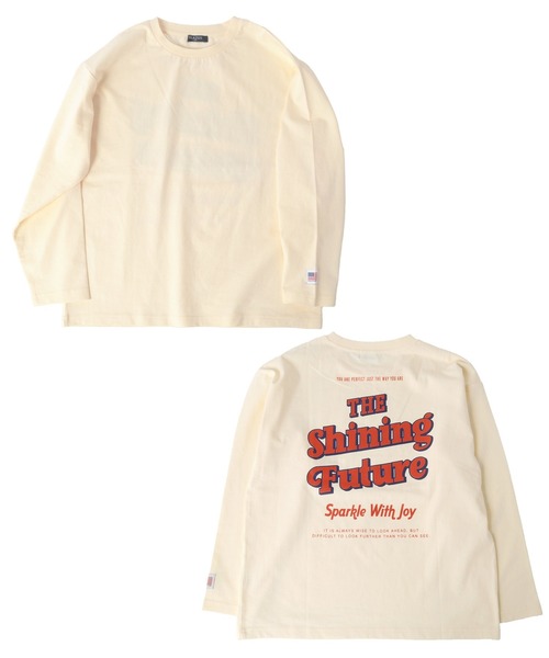 GLAZOS（グラソス）の「ミドルウエイト天竺・USAコットンドロップショルダーレトロロゴバックプリント長袖Tシャツ（Tシャツ/カットソー・キッズ・サックスブルー/チャコールグレー/グリーン/アイボリー・160cm/140cm/130cm/170cm/150cm）」の5枚目の写真