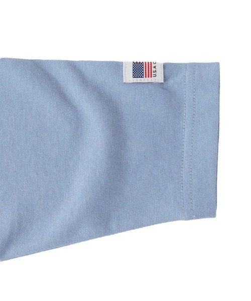 GLAZOS（グラソス）の「ミドルウエイト天竺・USAコットンドロップショルダーレトロロゴバックプリント長袖Tシャツ（Tシャツ/カットソー・キッズ・サックスブルー/チャコールグレー/グリーン/アイボリー・160cm/140cm/130cm/170cm/150cm）」の11枚目の写真