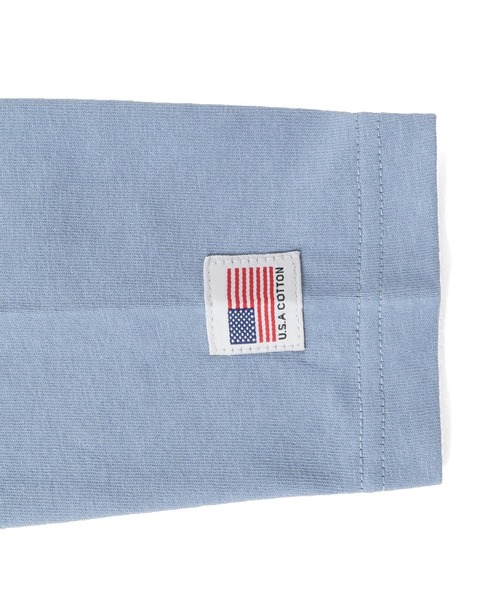 GLAZOS（グラソス）の「ミドルウエイト天竺・USAコットンドロップショルダーレトロロゴバックプリント長袖Tシャツ（Tシャツ/カットソー・キッズ・サックスブルー/チャコールグレー/グリーン/アイボリー・160cm/140cm/130cm/170cm/150cm）」の13枚目の写真