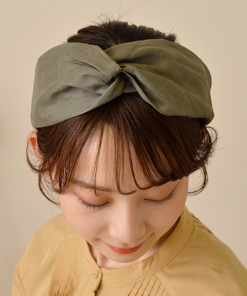 美品　rippmonster リネン　ターバン　オレンジベージュ 美品rippmonster リネンターバンオレンジベージュ
