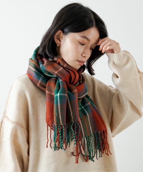 ANGIE（アンジー）の「チェック柄マフラー（マフラー・レディース・ブラウン/レッド/ブルー/グリーン・FREE）」の21枚目の写真