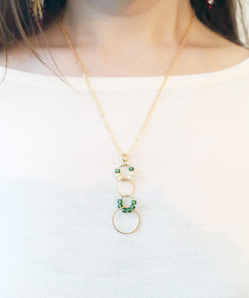 MATSUNO GLASS BEADS(マツノグラスビーズ)の「【MATSUNO GLASS BEADS/松野グラスビーズ】Halo Necklace NE91M(ネックレス・レディース・シルバー/ゴールド/ブラック/ブラウン/レッド/ピンク/ターコイズブルー/グリーン・FREE)」の3枚目の写真