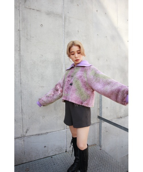 FIG&VIPER（フィグアンドバイパー）の「タイダイ ボアZIPショートPO（その他トップス・レディース・グレー/パープル・FREE）」の9枚目の写真