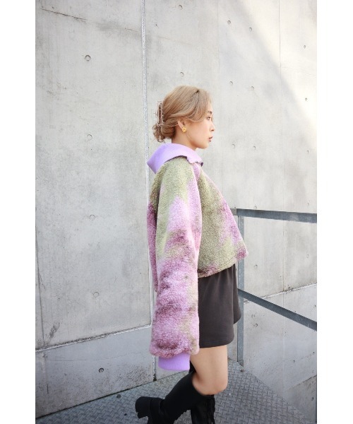 FIG&VIPER（フィグアンドバイパー）の「タイダイ ボアZIPショートPO（その他トップス・レディース・グレー/パープル・FREE）」の7枚目の写真