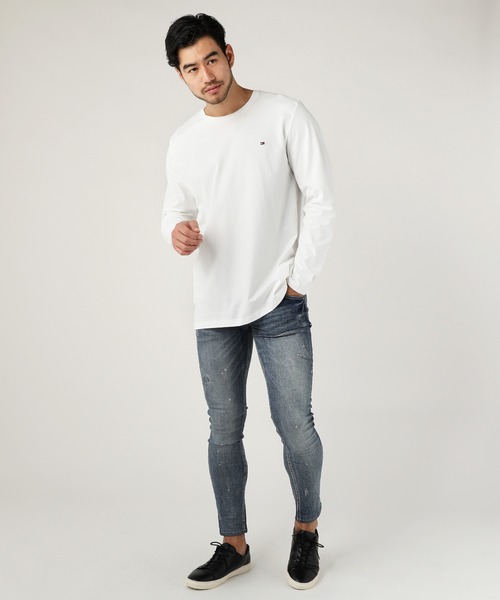 TOMMY HILFIGER（トミーヒルフィガー）の「TOMMY HILFIGER トミー ヒルフィガー /胸ワンポイント ベーシッククルーネック長袖Tシャツ（Tシャツ/カットソー・メンズ・ホワイト/ブラック/ヘザーグレー/オートミール/ダークネイビー・S/M/L/XL）」の14枚目の写真