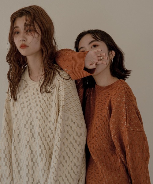 lawgy（ラウジー）の「reversible pattern knit（ニット/セーター・レディース・オレンジ/グリーン/アイボリー・FREE）」の18枚目の写真