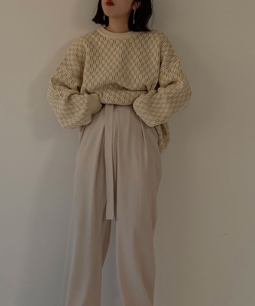 lawgy（ラウジー）の「reversible pattern knit（ニット/セーター・レディース・オレンジ/グリーン/アイボリー・FREE）」の10枚目の写真