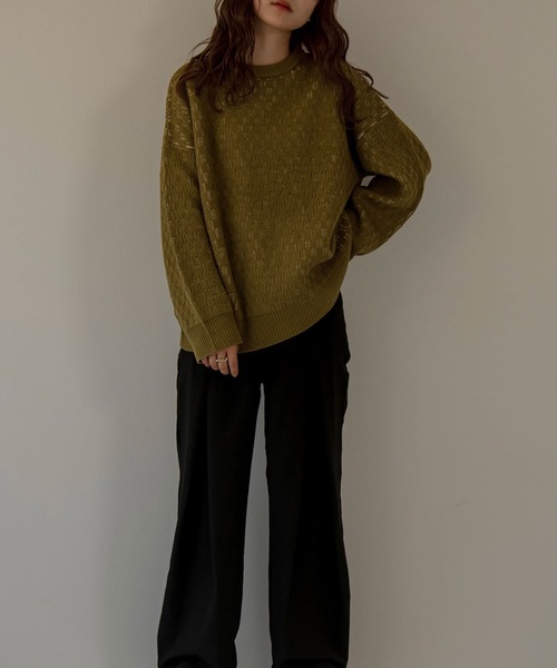 lawgy（ラウジー）の「reversible pattern knit（ニット/セーター・レディース・オレンジ/グリーン/アイボリー・FREE）」の20枚目の写真