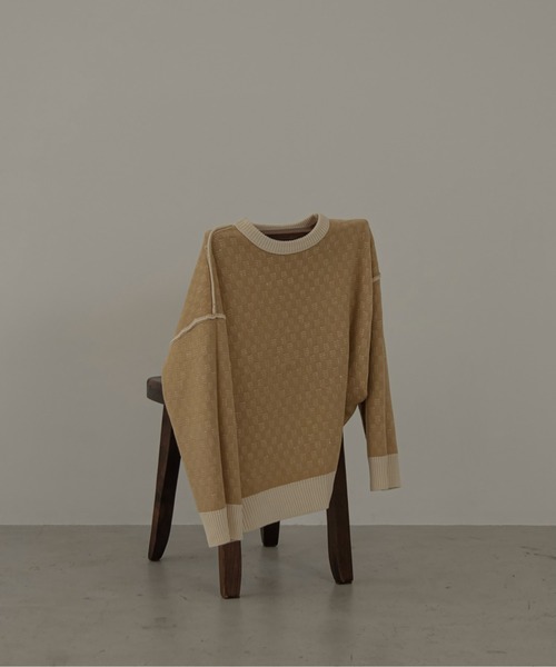 lawgy（ラウジー）の「reversible pattern knit（ニット/セーター・レディース・オレンジ/グリーン/アイボリー・FREE）」の14枚目の写真