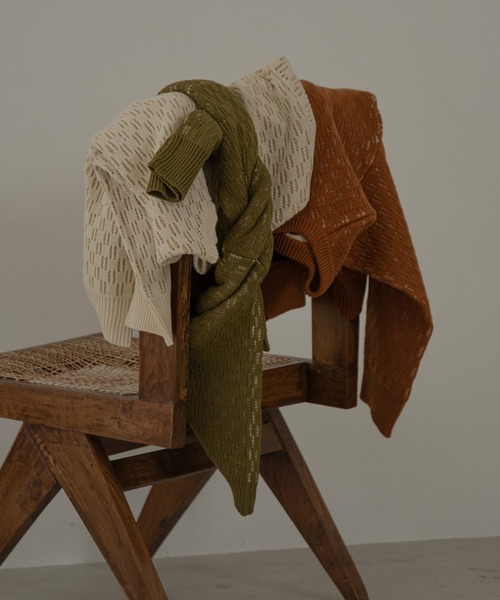 lawgy（ラウジー）の「reversible pattern knit（ニット/セーター・レディース・オレンジ/グリーン/アイボリー・FREE）」の9枚目の写真