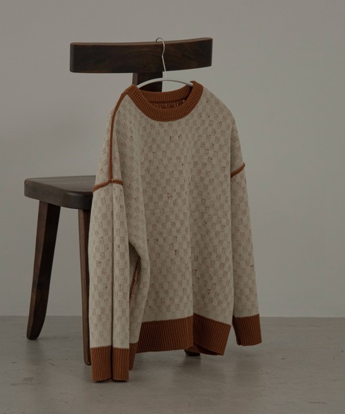 lawgy（ラウジー）の「reversible pattern knit（ニット/セーター・レディース・オレンジ/グリーン/アイボリー・FREE）」の21枚目の写真