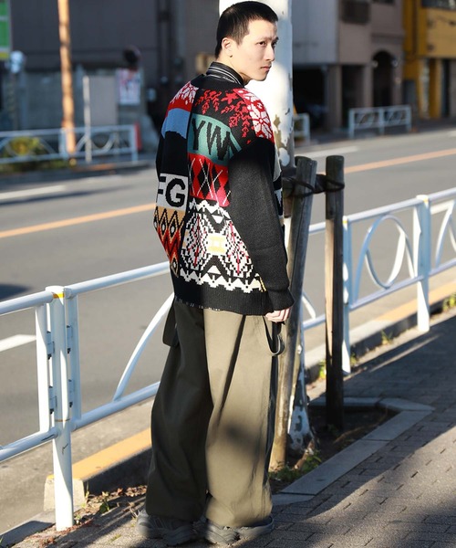 HOOK（フック）の「【HOOK】パッチワーク柄ニットカーディガン（カーディガン/ボレロ・メンズ・ブラック/ブラウン/レッド/ベージュ・L/XL/M/XXL）」の14枚目の写真