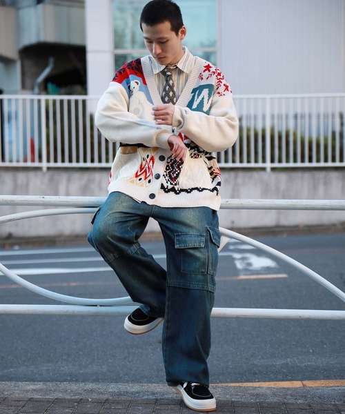 HOOK（フック）の「【HOOK】パッチワーク柄ニットカーディガン