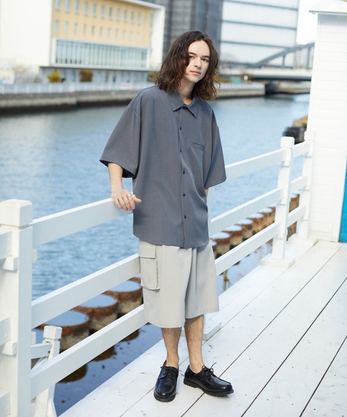 CASPER JOHN(キャスパージョン)の「Action texture regular shirts/アクションテクスチャーレギュラーシャツ(シャツ/ブラウス・メンズ・ホワイト/チャコールグレー/ライトブルー/ブラック/ベージュ/パープル/ブラウン/サックスブルー/ブルー/グリーン・SMALL/MEDIUM/LARGE)」の18枚目の写真