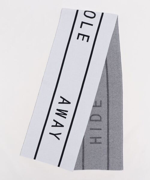 HIDEAWAYS NICOLE（ハイダウェイニコル）の「ダブルジャカードロゴマフラー（マフラー・メンズ・ネイビー/オフホワイト・FREE）」の3枚目の写真