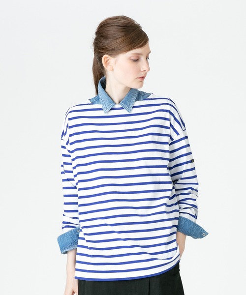 Le Minor（ルミノア）の「【Le Minor(ルミノア)】BORDER  CUTSEW（Tシャツ/カットソー・レディース・ブルー/チャコールグレー/パープル系その他/キャメル・2）」の3枚目の写真