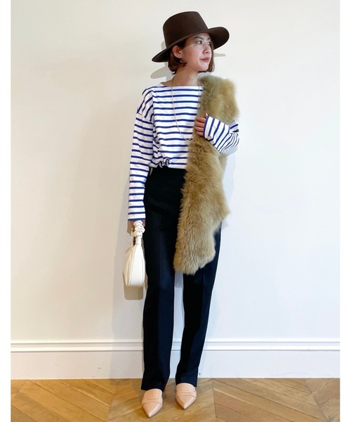 Le Minor（ルミノア）の「【Le Minor(ルミノア)】BORDER  CUTSEW（Tシャツ/カットソー・レディース・ブルー/チャコールグレー/パープル系その他/キャメル・2）」の9枚目の写真