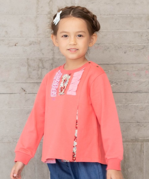 RAGMART（ラグマート）の「ミニ裏毛パッチワークトレーナー（Tシャツ/カットソー・キッズ・ピンク/イエロー/ブルー・110cm/100cm/120cm/130cm）」の3枚目の写真