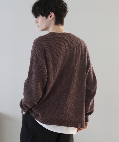 ETELIO（エテリオ）の「ルーズシルエットモールヤーンクルーネックニット（ニット/セーター・メンズ・ベージュ/ブラウン/グリーン/ワイン/チャコール/アイボリー/ブラック/ブラック×グレー/ブルー系・S/M/L）」の11枚目の写真