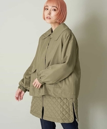 A de a.v.v | キルティングロングベスト付き ビッグ襟ジャケット(ブルゾン)