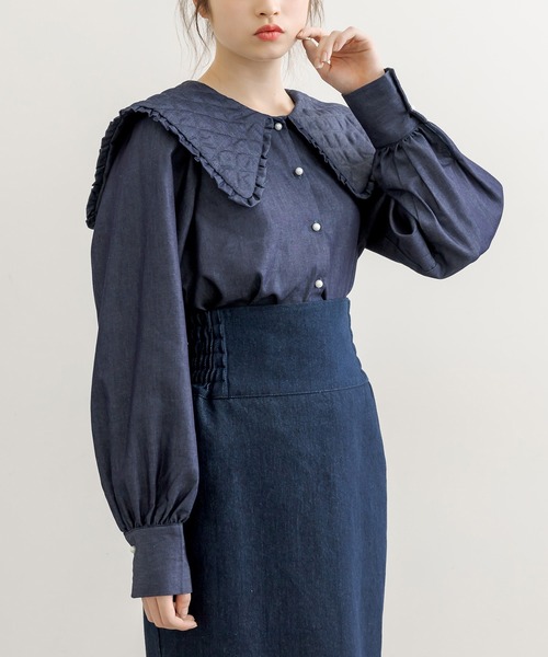 OLIVE des OLIVE（オリーブデオリーブ）の「キルトフリル衿ブラウス（シャツ/ブラウス・レディース・オフホワイト/ワンウォッシュ・FREE）」の13枚目の写真