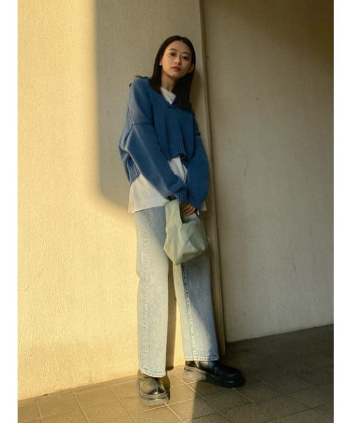 MOUSSY(マウジー)の「PIGMENT DYE SKIPPER ニット(ニット/セーター・レディース・ブラウン/ライトベージュ/カーキ/ブルー・FREE)」の13枚目の写真