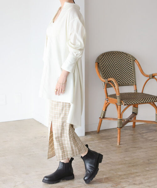 BeAMS DOT（ビームスドット）の「【WEB限定】BeAMS DOT / ハイウエスト チェック柄タイトスカート（スカート・レディース・ベージュ/パープル・SMALL/MEDIUM）」の16枚目の写真