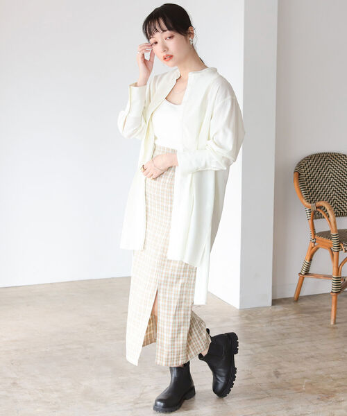 BeAMS DOT（ビームスドット）の「【WEB限定】BeAMS DOT / ハイウエスト チェック柄タイトスカート（スカート・レディース・ベージュ/パープル・SMALL/MEDIUM）」の18枚目の写真