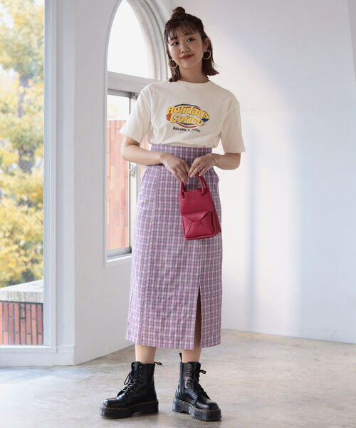 BeAMS DOT（ビームスドット）の「【WEB限定】BeAMS DOT / ハイウエスト チェック柄タイトスカート（スカート・レディース・ベージュ/パープル・SMALL/MEDIUM）」の21枚目の写真