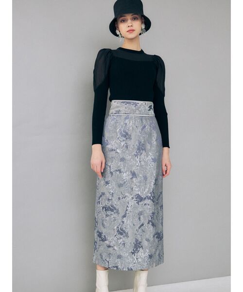 MERCURYDUO（マーキュリーデュオ）の「バックレースアップタイトスカート（スカート・レディース・ライトグレー/ブルー・SMALL/MEDIUM）」の4枚目の写真