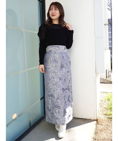 MERCURYDUO（マーキュリーデュオ）の「バックレースアップタイトスカート（スカート・レディース・ライトグレー/ブルー・SMALL/MEDIUM）」の11枚目の写真