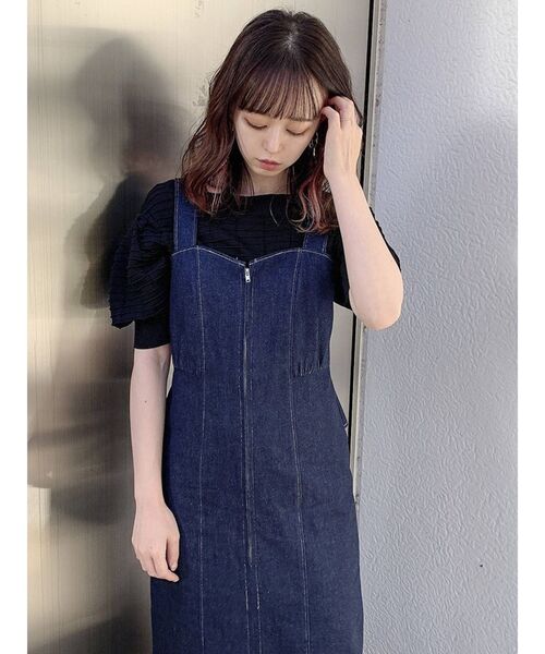dazzlin（ダズリン）の「バックぺプラムリボンジャンスカ（ジャンパースカート・レディース・インディゴブルー/モカ・SMALL/MEDIUM）」の8枚目の写真