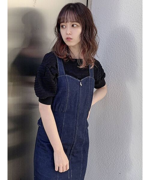 dazzlin（ダズリン）の「バックぺプラムリボンジャンスカ（ジャンパースカート・レディース・インディゴブルー/モカ・SMALL/MEDIUM）」の16枚目の写真