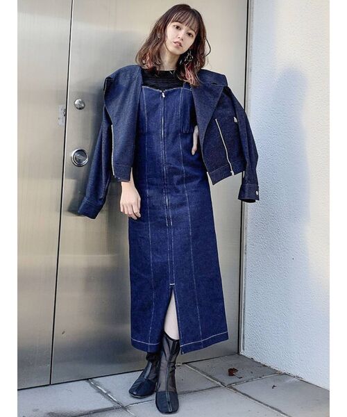 dazzlin（ダズリン）の「バックぺプラムリボンジャンスカ（ジャンパースカート・レディース・インディゴブルー/モカ・SMALL/MEDIUM）」の20枚目の写真