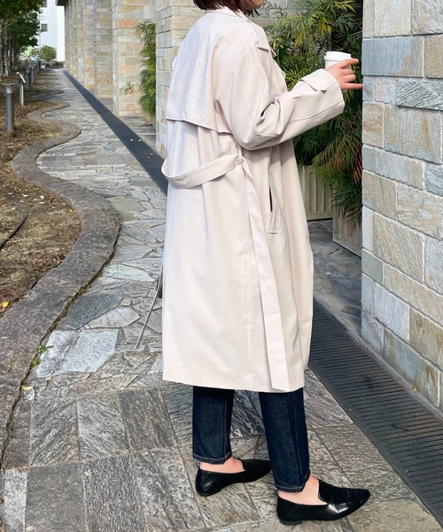 Meli rich(メリーリッチ)の「ガウンのように羽織れる。ロングラップトレンチコート(トレンチコート・レディース・ライトグレー/アイボリー/ピンクベージュ・FREE)」の14枚目の写真