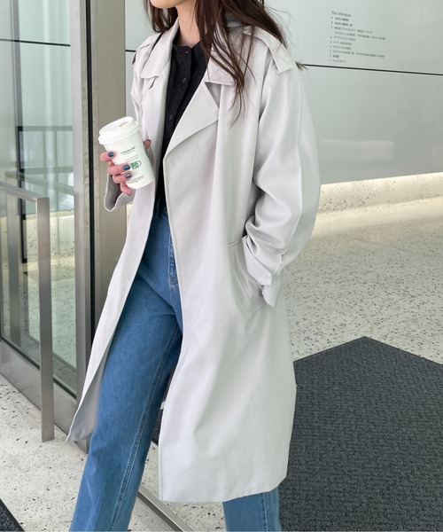 Meli rich(メリーリッチ)の「ガウンのように羽織れる。ロングラップトレンチコート(トレンチコート・レディース・ライトグレー/アイボリー/ピンクベージュ・FREE)」の13枚目の写真